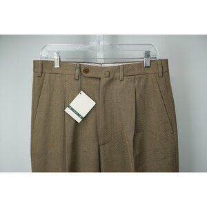 Luigi Borrelli Medium Brown Woven 100% Wool Pants Sz 34 NEW